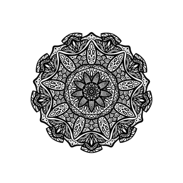 Desenho de padrão de mandala com mandala desenhada à mão Padrão oriental Desenho único com flor de pétala