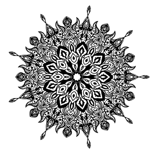 Desenho de padrão de mandala com mandala desenhada à mão padrão oriental desenho único com flor de pétala