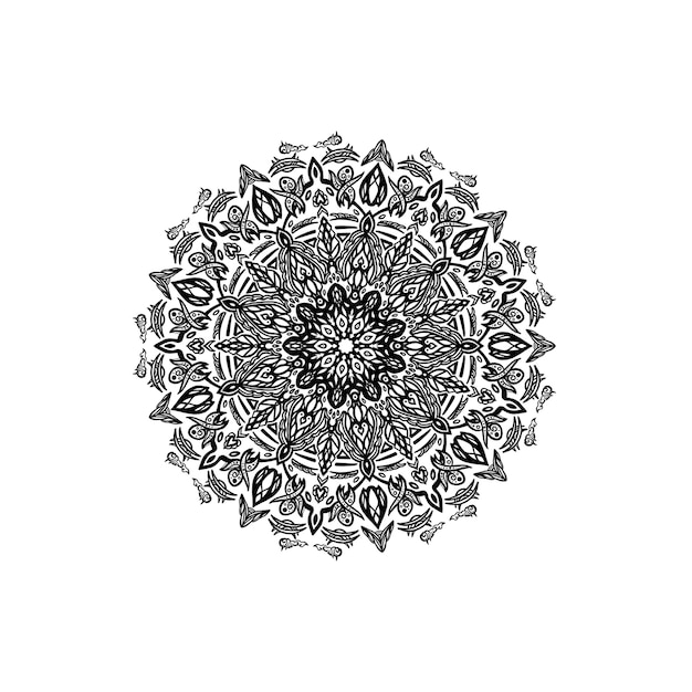 Desenho de padrão de mandala com mandala desenhada à mão Padrão oriental Desenho único com flor de pétala
