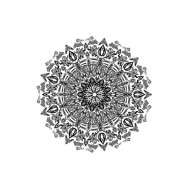 Desenho de padrão de mandala com mandala desenhada à mão padrão oriental desenho único com flor de pétala