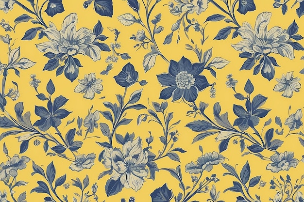 Desenho de padrão floral em fundo amarelo