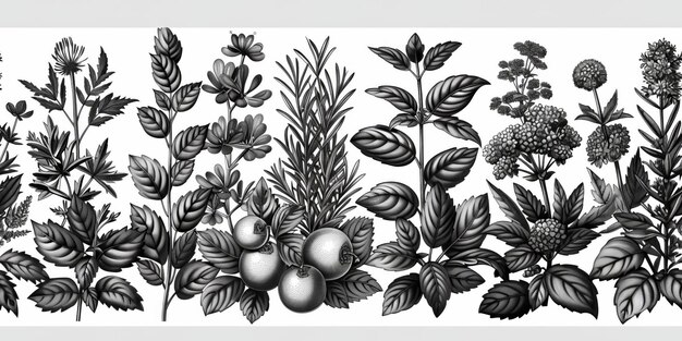 Foto desenho de padrão sem costura com legumes e frutas em fundo branco ilustração desenhada à mão