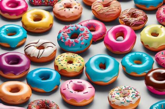 Desenho de padrões de donuts coloridos