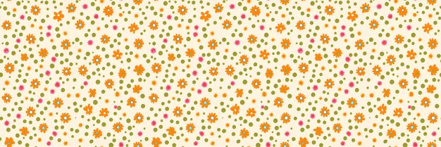 Desenho de padrões de pontos e flores alegres Papel de parede floral