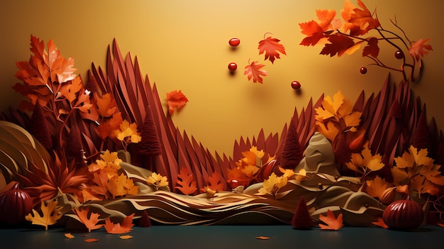 Desenho de paisagem de outono3D desenho de outono