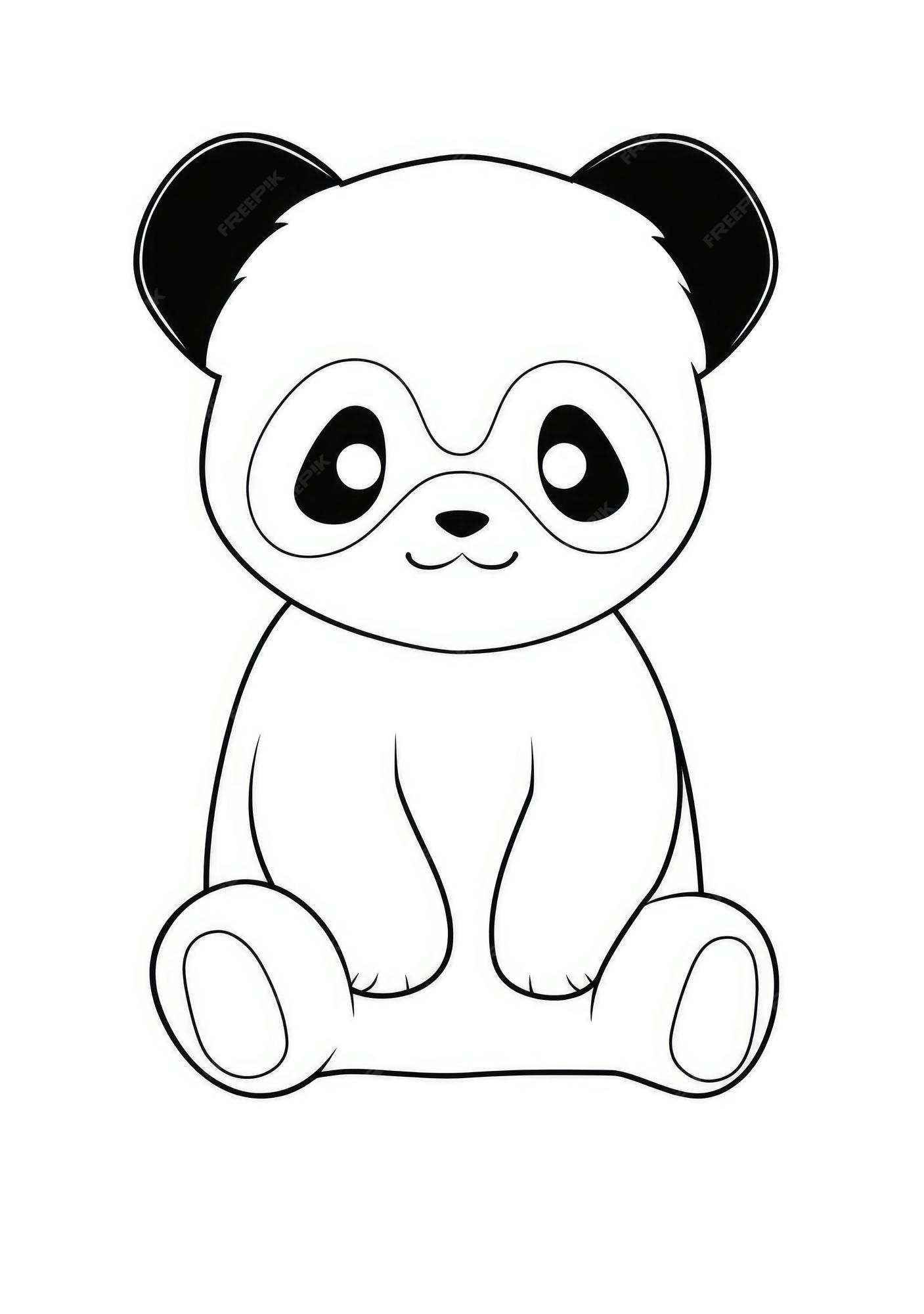 Panda fofo, alegre, legal, fácil de colorir, desenho infantil