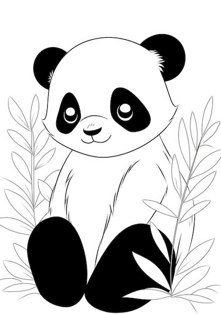 desenho de panda fofo para colorir em papel A4