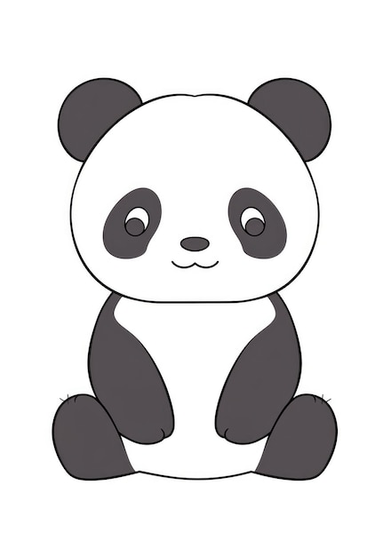 desenho de panda fofo para colorir em papel A4