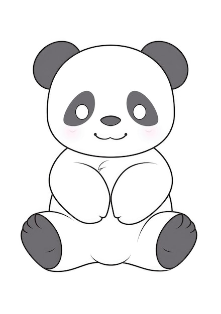 desenho de panda fofo para colorir em papel A4