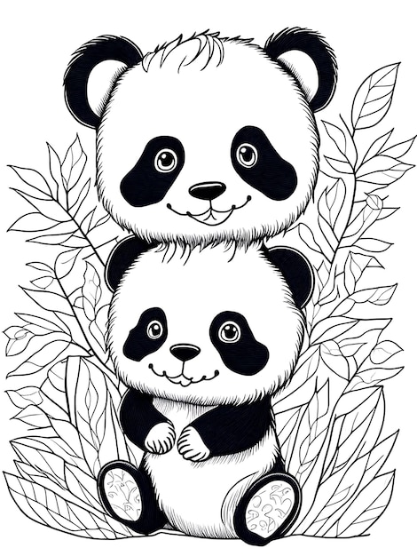 Foto desenho de panda para colorir para crianças