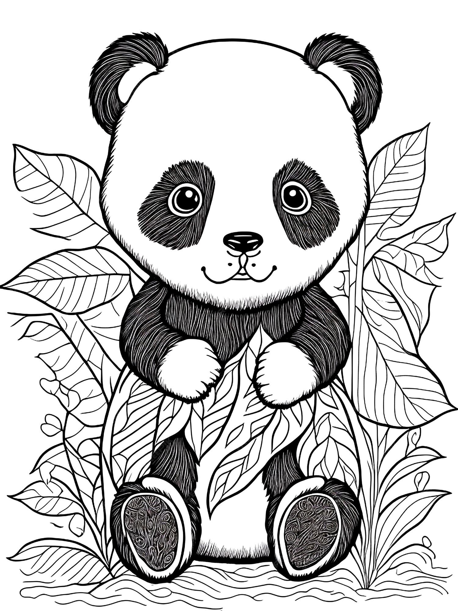 Colorir Animal Para Crianças Livro Colorir Panda Engraçado Estilo