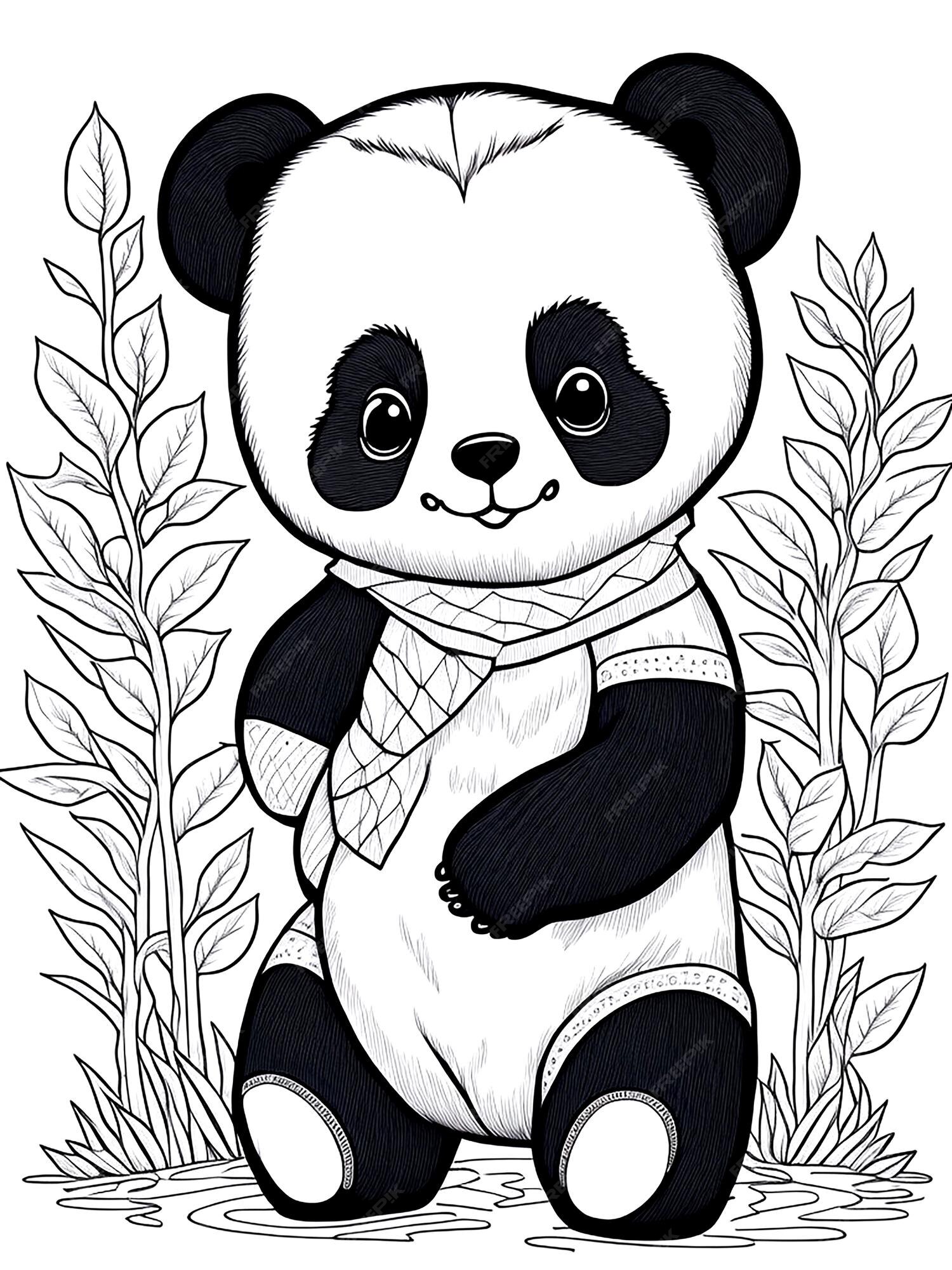 Colorir Animal Para Crianças Livro Colorir Panda Engraçado Estilo