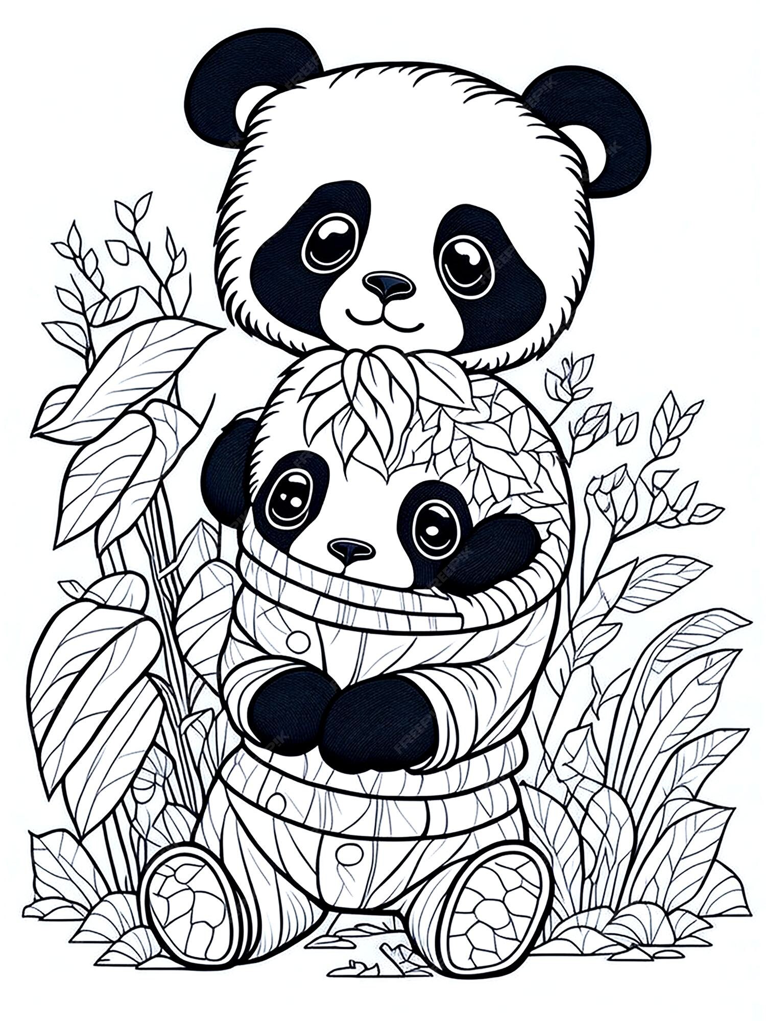 Colorir Animal Para Crianças Livro Colorir Panda Engraçado Estilo