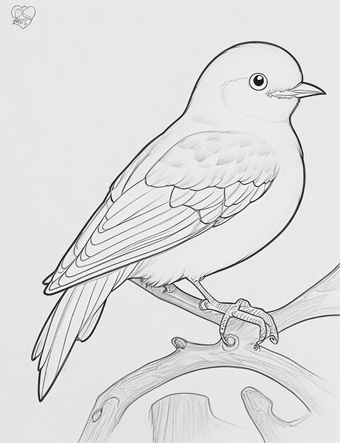 Foto desenho de pássaro fofo para crianças para colorir
