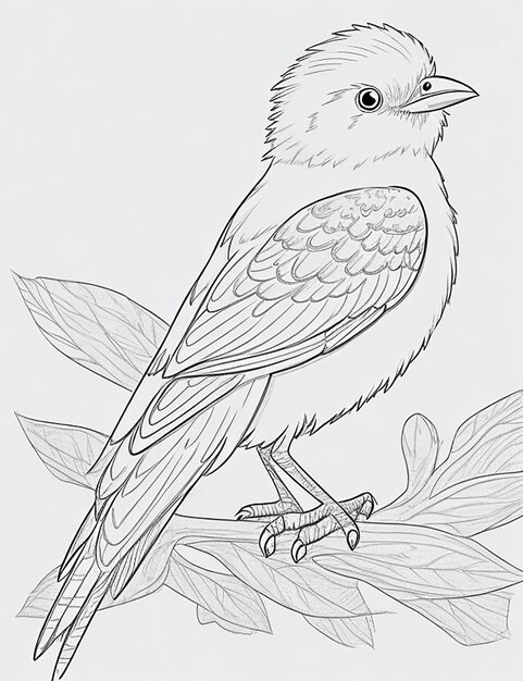 Foto desenho de pássaro fofo para crianças para colorir