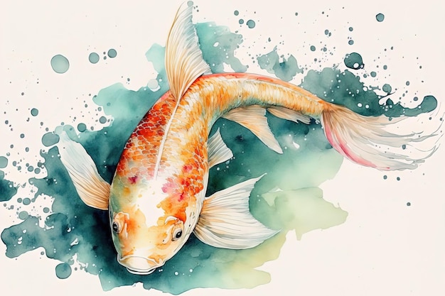 Desenho de peixe Koi em aquarela