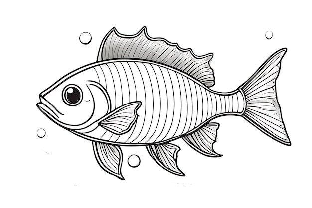 Foto desenho de peixe para colorir para crianças para colorir e imprimir