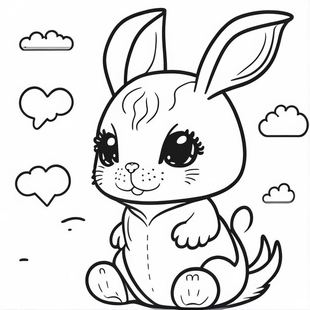 Foto desenho de personagem de animal e personagem para colorir