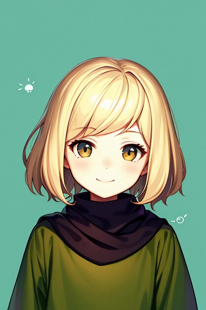 Desenho de personagem de avatar de menina de estilo anime de fundo simples