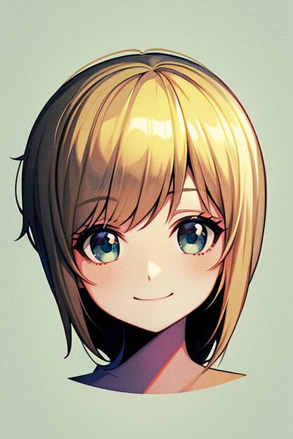 Desenho de personagem de avatar de menina de estilo anime de fundo simples