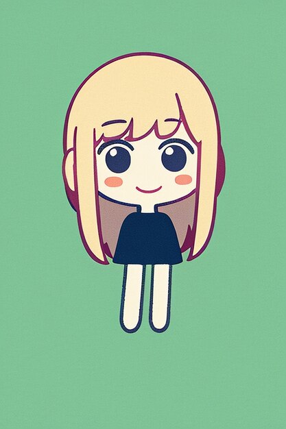 Desenho de personagem de avatar de menina de estilo anime de fundo simples