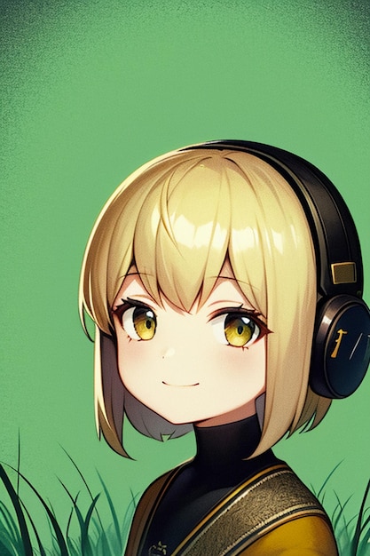 Foto desenho de personagem de avatar de menina de estilo anime de fundo simples