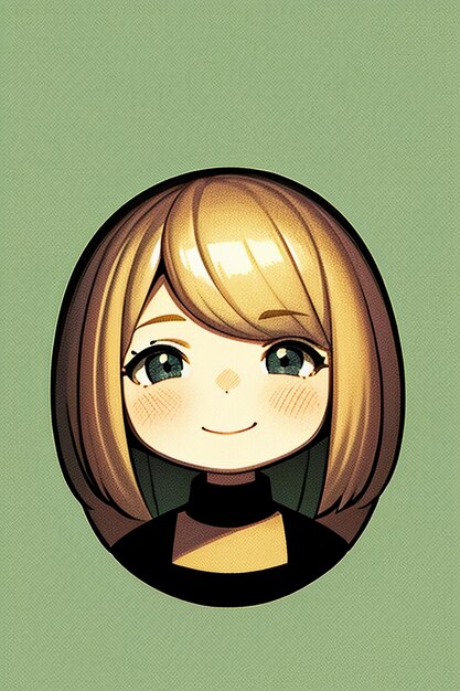 Desenho de personagem de avatar de menina de estilo anime de fundo simples