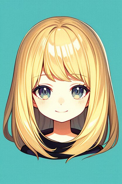 Desenho de personagem de avatar de menina de estilo anime de fundo simples