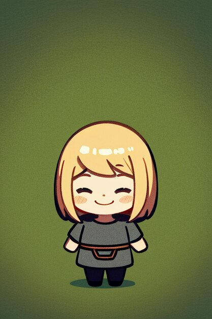 Desenho de personagem de avatar de menina de estilo anime de fundo simples