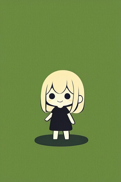 Desenho de personagem de avatar de menina de estilo anime de fundo simples