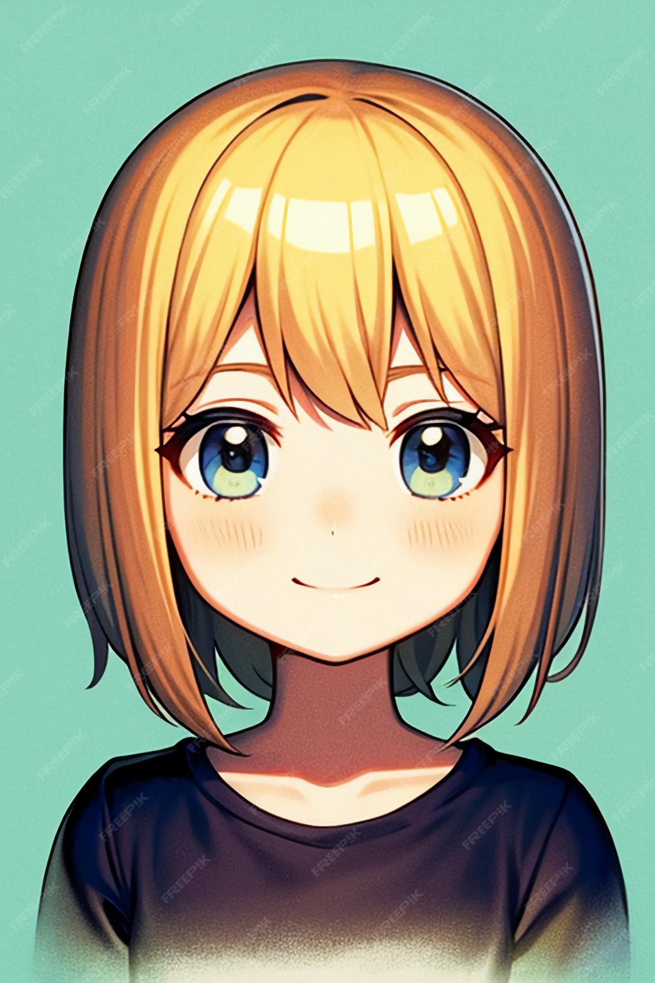 Desenho de personagem de avatar de menina de estilo anime de fundo simples