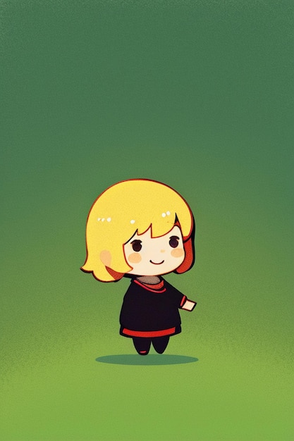 Desenho de personagem de avatar de menina de estilo anime de fundo simples