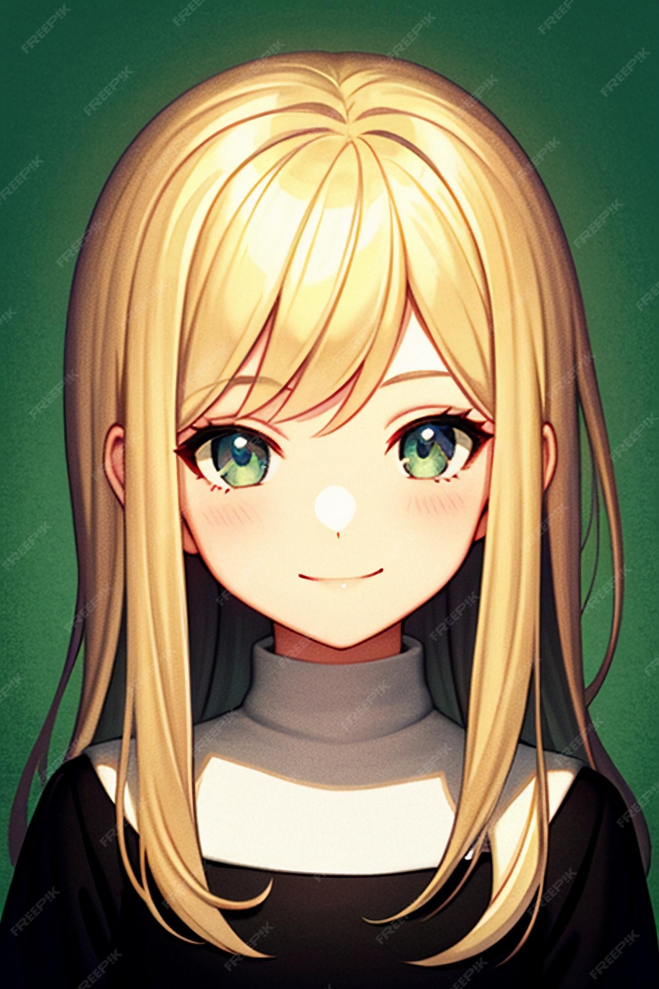 Desenho de personagem de avatar de menina de estilo anime de fundo simples