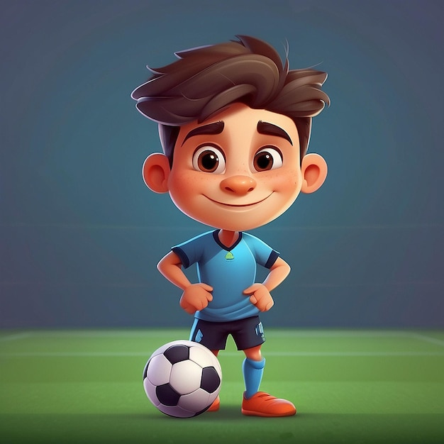 Desenho de personagens de futebol bonitos em 3D