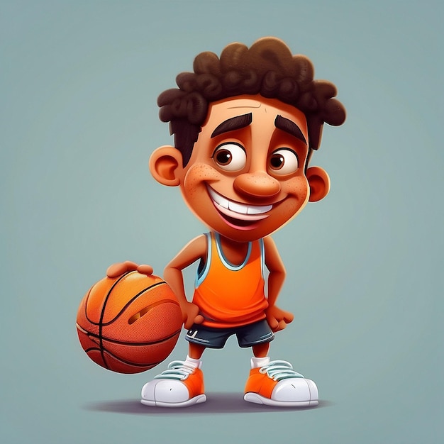 Desenho de personagens de jogadores de basquete bonitos em 3D