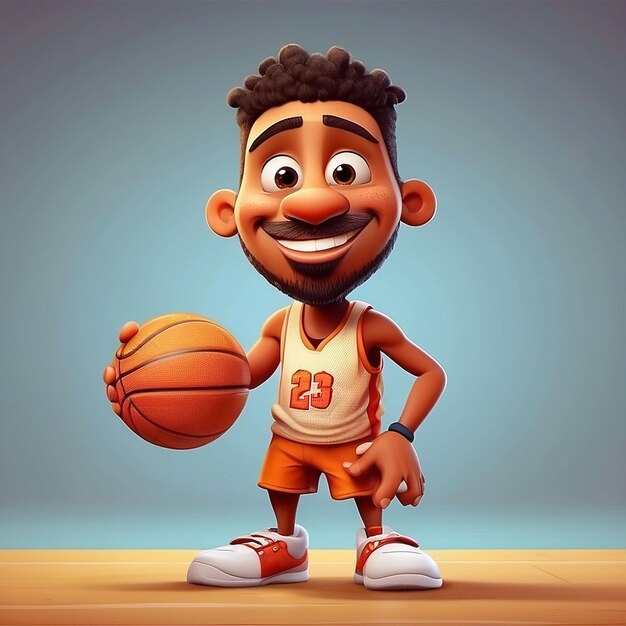 Desenho de personagens de jogadores de basquete bonitos em 3D