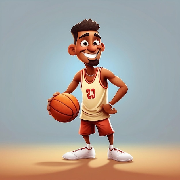 Desenho de personagens de jogadores de basquete bonitos em 3D