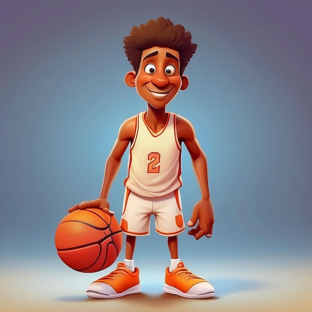 Desenho de personagens de jogadores de basquete bonitos em 3D