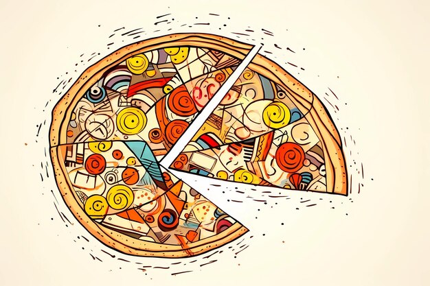 Foto desenho de pizza cozinha italiana desenho para pizzeria ilustração para café ilustração para restau