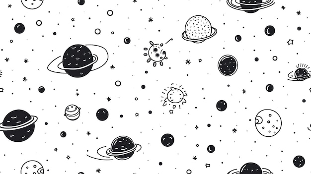 desenho de planetas espaço estrelas meteoros astronauta