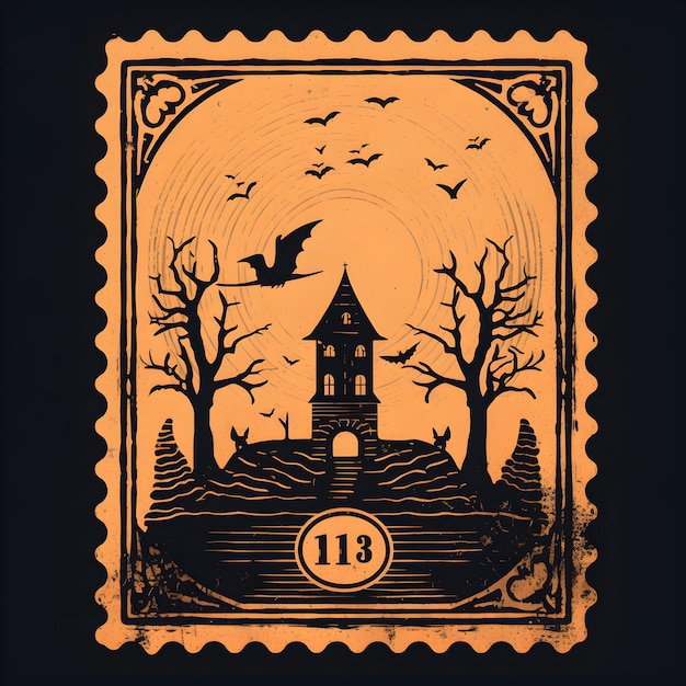 desenho de selo de Halloween