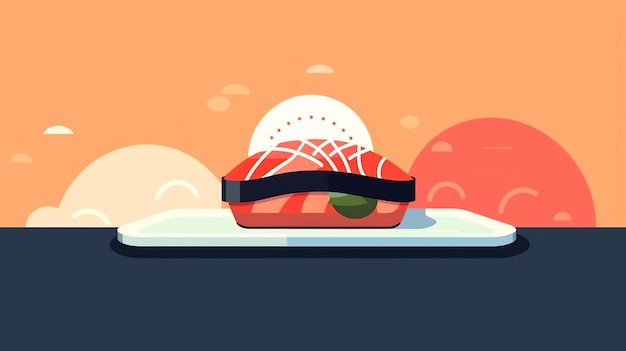 Desenho de sushi único ilustração plana Minima listsingle Gnerative ai