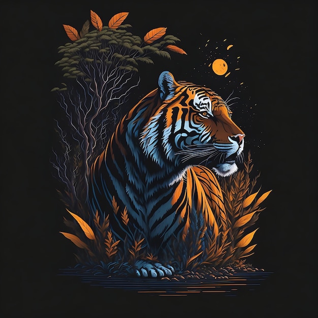 Desenho de T-shirt de tigre