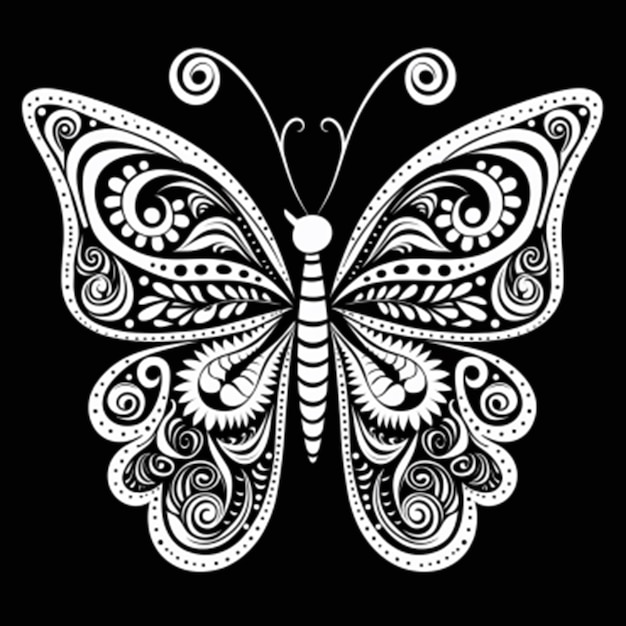 Desenho de tatuagem com pintura de ilustração digital de borboleta de flores