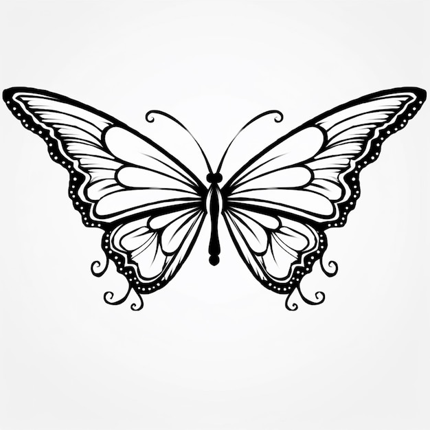 desenho de tatuagem de borboleta em fundo branco generativo ai