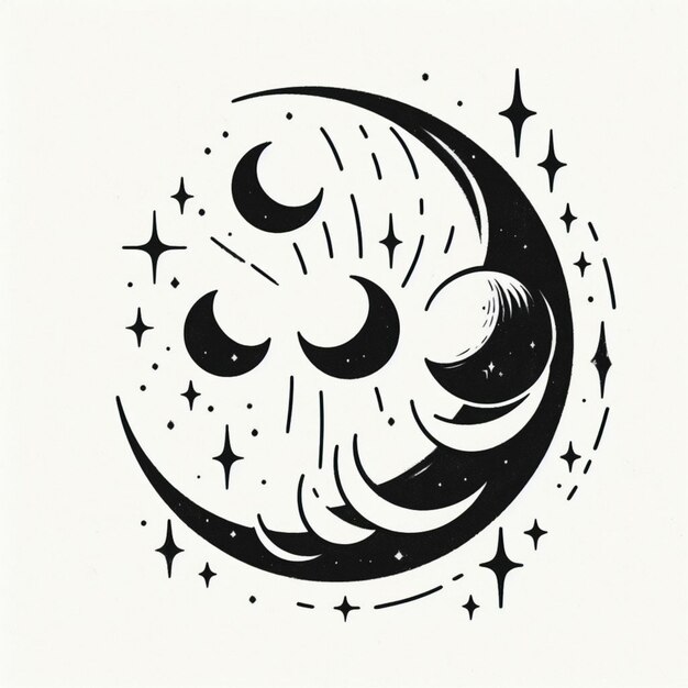 Desenho de tatuagem de fases lunares