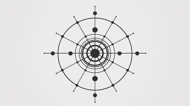 Desenho de tatuagem octogonal mínimo com linhas e formas simétricas