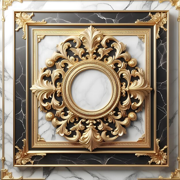 Foto desenho de teto moldagem de luxo decoração de mármore dourado branco preto