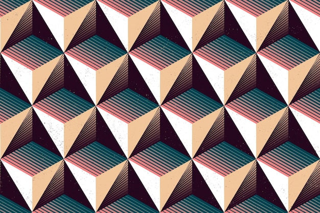 Desenho de tetraedro em estilo png retro com padrão de cubo 3D em fundo transparente
