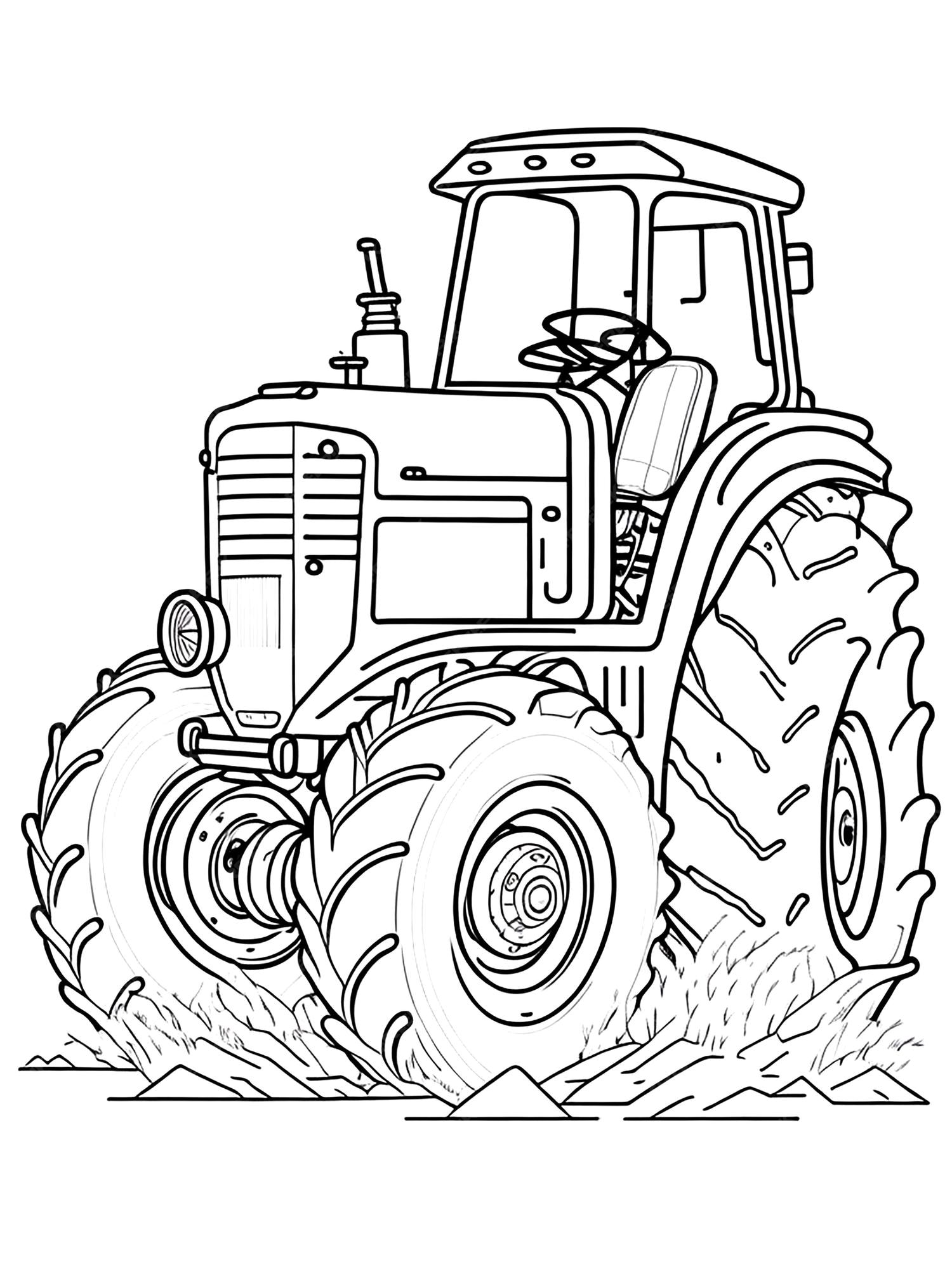 Desenho de Tractor agrícola para colorir